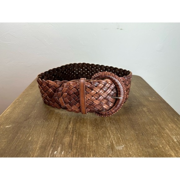 Y2K ALERT!! BCBGMAXAZRIA Genuine Leather Woven Belt Size S - Picture 3 of 3